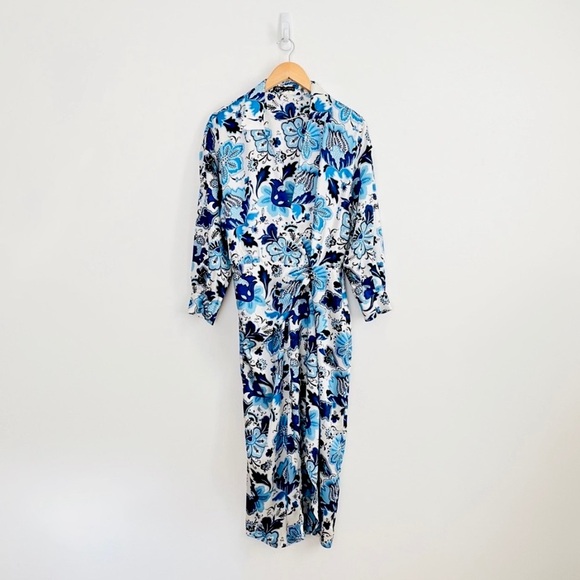 Zara Satin Effect Print Wrap Dress - Picture 8 of 16